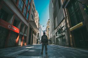 man with photo camera on street, Brazil