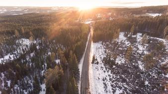 Aerial Road snow