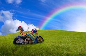 Biker Motorcycle and rainbow