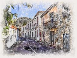 architecture road building art drawing