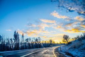 winter mountain road in the USA