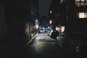 photo of a dark city street