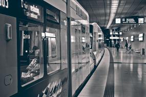 monochrome photo of Underground metro station