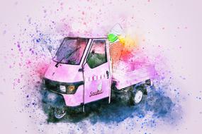 pink car art abstract drawing