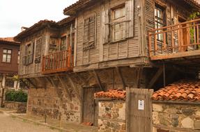 wooden houses on the street in bulgaria