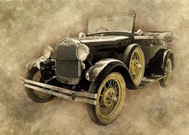 old car black art vintage drawing