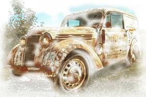 Auto Renault old drawing