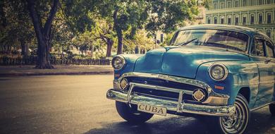 Cuba Havana Old blue car