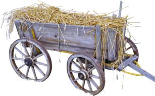 wooden cart with hay as a 3d model