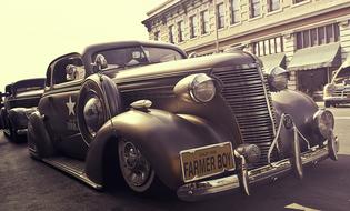 farmer boy, Vintage Car in city