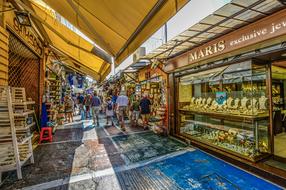 Athens Greek street shops