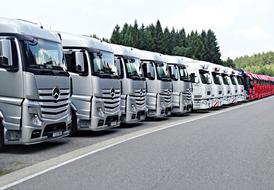 mercedes truck parking in the formula 1