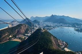 landscape of cable cars on mountains in Brazil