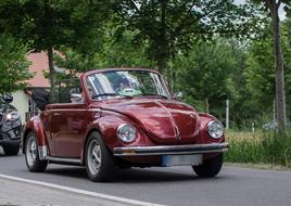 retro red vw beetle convertible