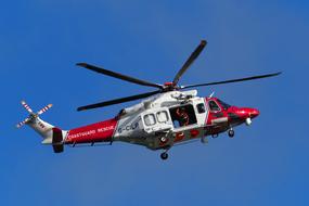 Helicopter Coastguard Rescue red white