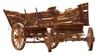 wooden cart on a white background