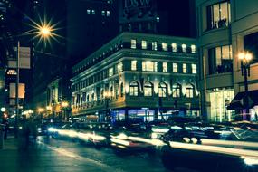 night panorama of street and night traffic in San Francisco