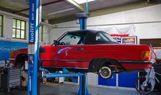 car is in the garage for repair