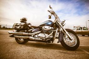 heavy motorcycle in monochrome
