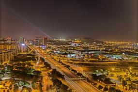 illuminated City at night, spain, barcelona