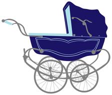 baby blue carriage as a drawing