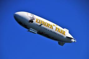 zeppelin in the bright blue sky
