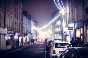 Christmas decorations on a city street in France