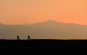 Sunset Silhouette Bicycle persons