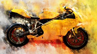 motorcycle watercolor drawing