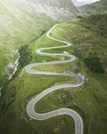 aerial view of winding road in Switzerland