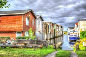 colorful fishing wooden houses in the harbor