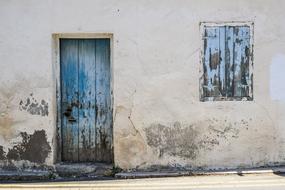 House Old door blue window