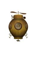 painted brown submarine at white background