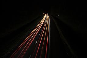 luminous stripes of night traffic