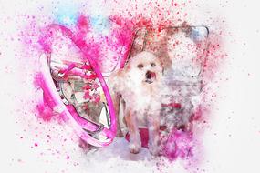 car dog art abstract watercolor drawing