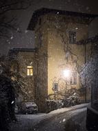illuminated street in winter