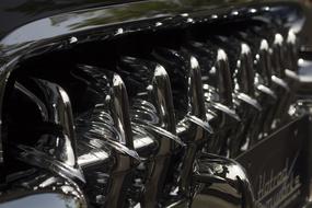 Shiny motor of the chrome vintage car