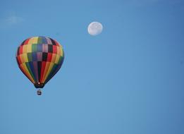 Hot Air Balloon and Moon Sky