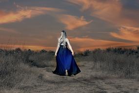 Girl Sunset drawing