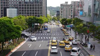 taxi are parked on the street in Taipei, Taiwan