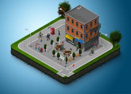 building 3d map icon drawing