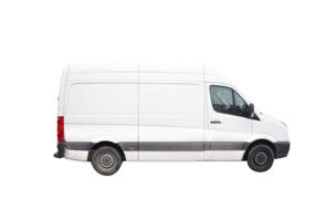 photo of a white van on a white background