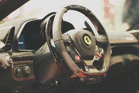 photo of the steering wheel in a Ferrari 458 Speciale