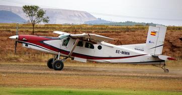 the plane takes off from the local airport