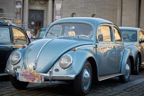 blue car beetle on the streets of brussels