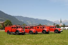 oldtimer magirus-deutz Fire trucks at scenic landscape