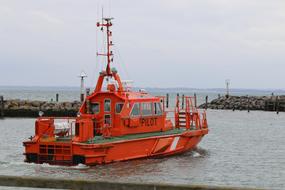 Seafaring Pilot Boat on the water on a cloudy day