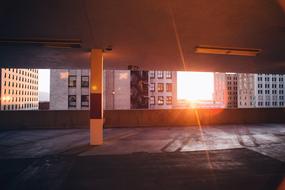 Buildings Car Lot sun