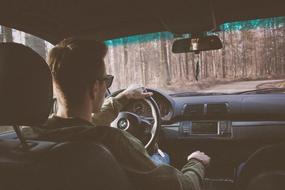 alone Man in Car