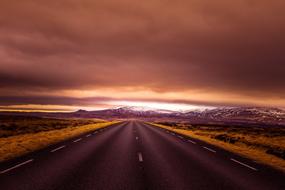 Iceland Road red sunset